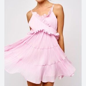 Elegant Pink Ruffled Women's Dress